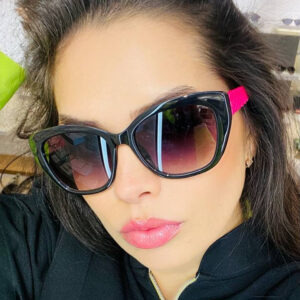 Óculos de Sol Feminino Grande Gatinho Haste Texturizada Colorido Trend Tik Tok