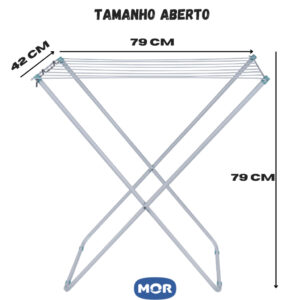 Varal De Chão Slim Em Aço Sem Abas Reforçado Original Mor